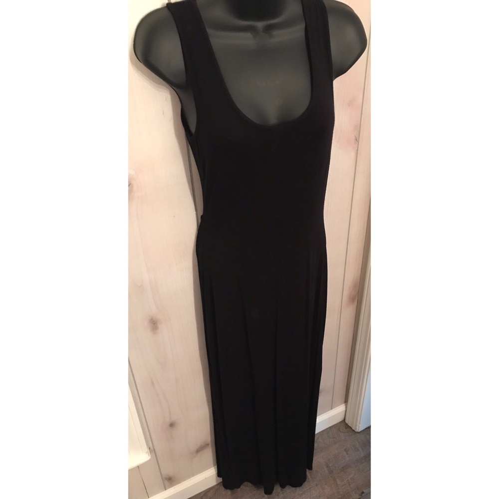 Long black dress with open back